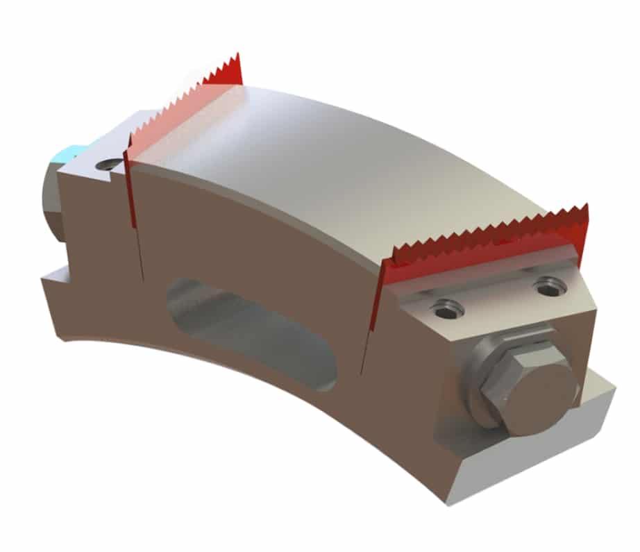 metallic component with serrated edges