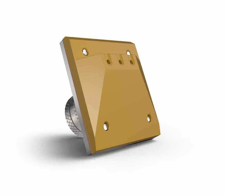 Yellow mechanical component with screws