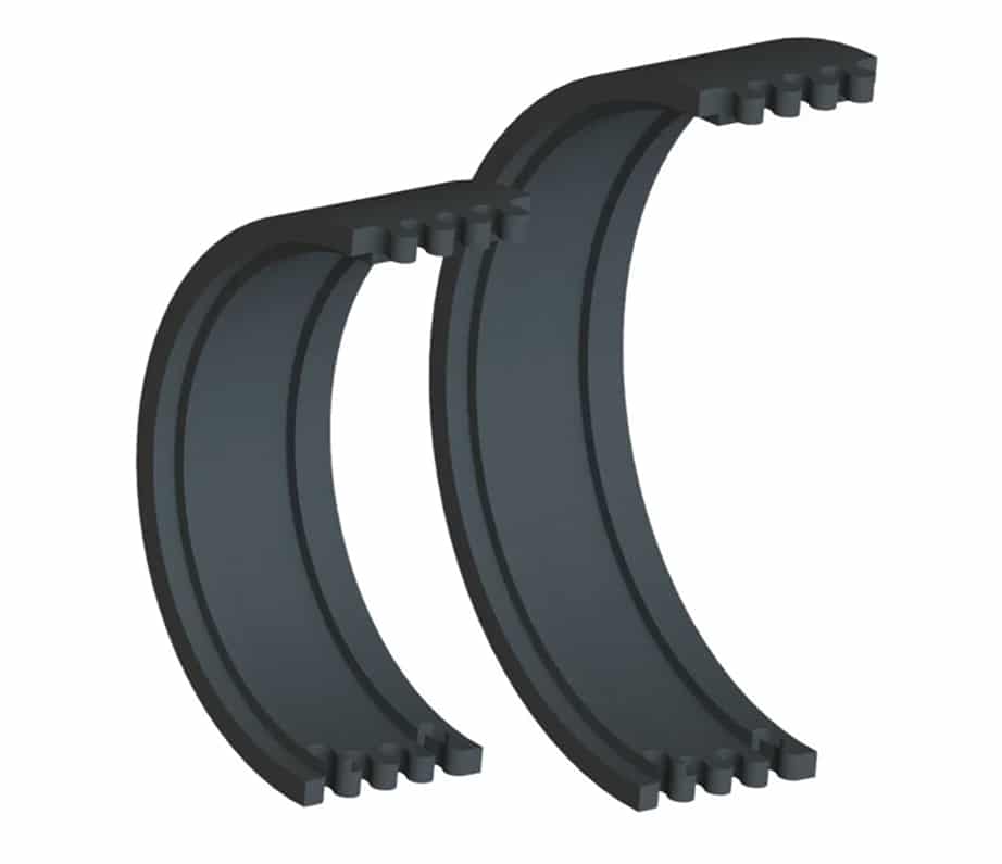 Two curved rubber seals displayed together