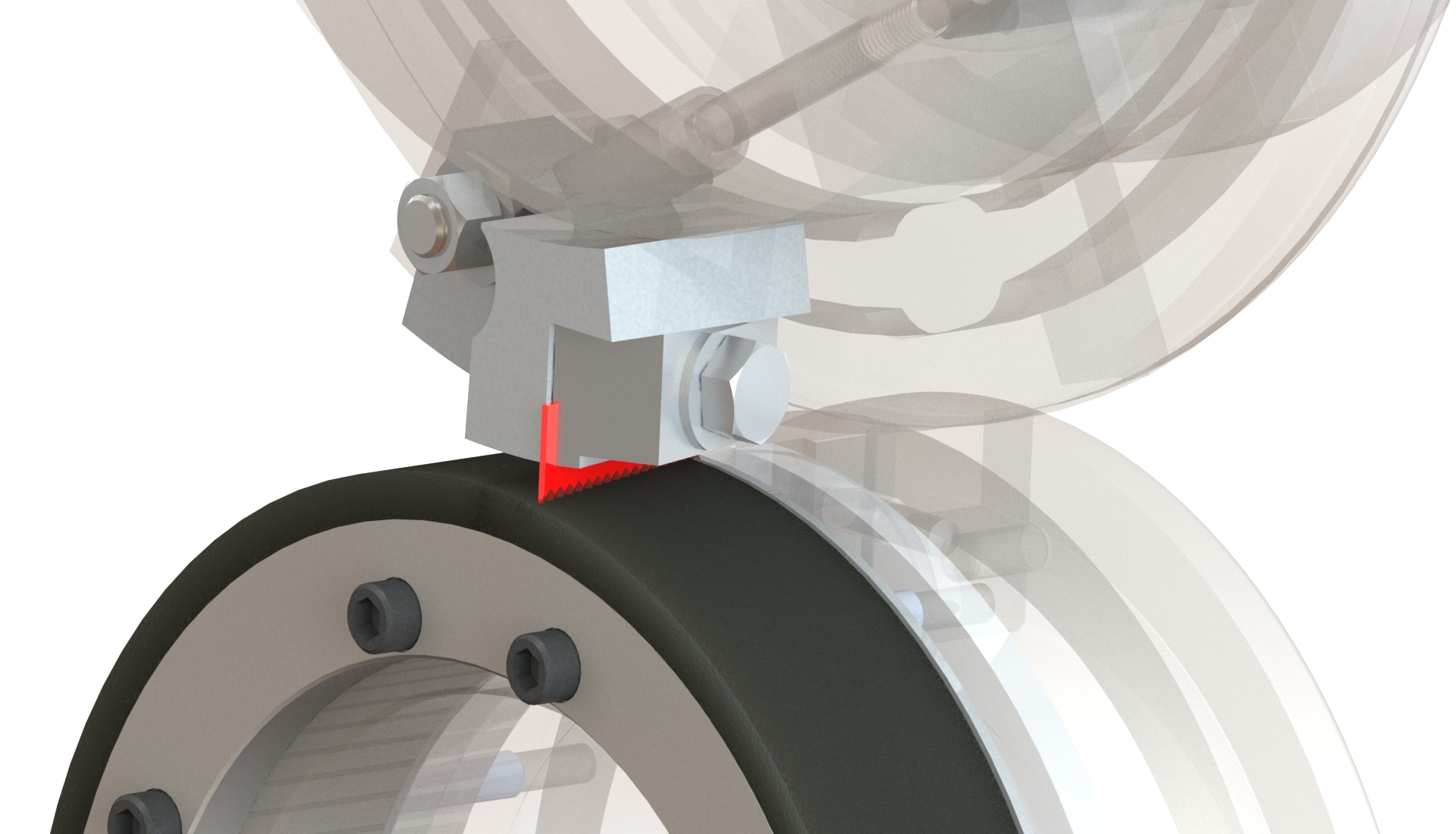 Close-up of mechanical assembly components