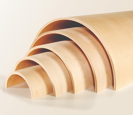 Stacked wooden curved pieces