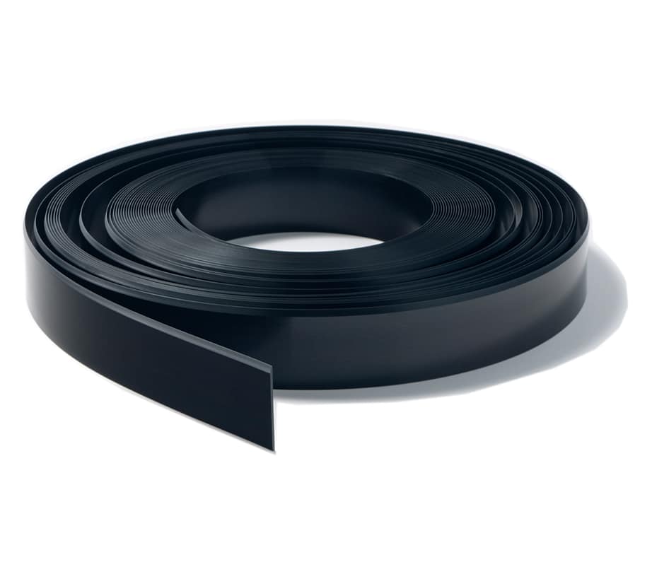 Black flexible rubber strip roll