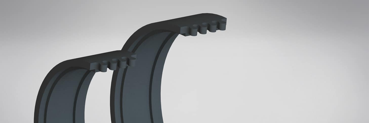 Two curved, dark gray shapes